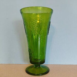 Indiana Glass Vintage Grape Pattern Forest Green Vase